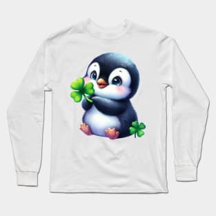 Clover Penguin St Patricks Day Long Sleeve T-Shirt